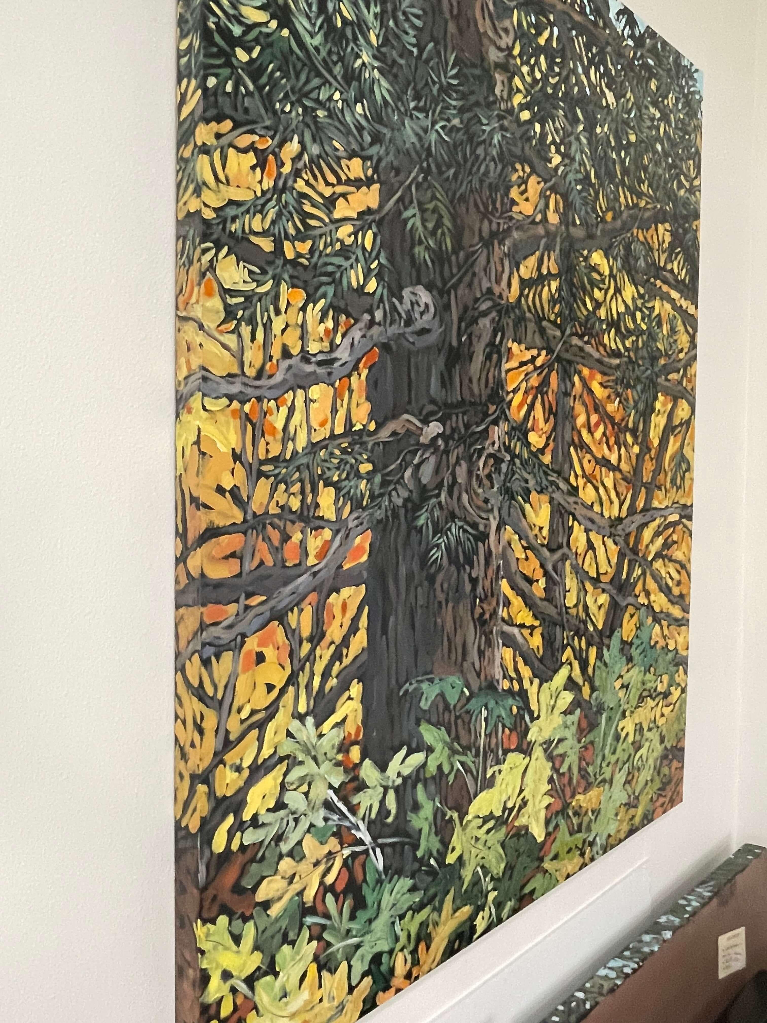 Celebrando el otoño con la madre árbol, Pintura al óleo original - Painting Realista de Deb Komitor