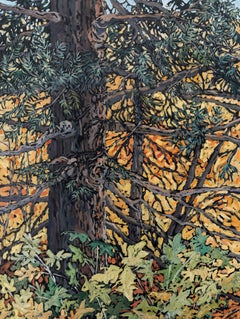 Célébration de l'automne avec l'arbre de la mère, peinture à l'huile originale