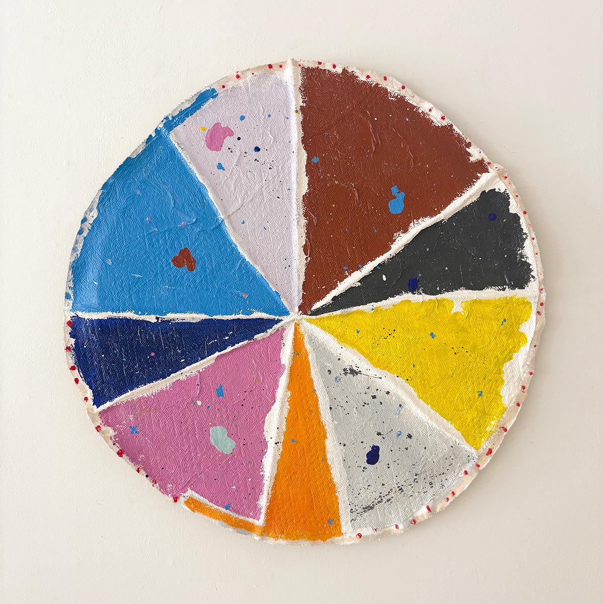 Bloom, No. 3: Colorful Abstract Round Tondo Painting on Canvas
