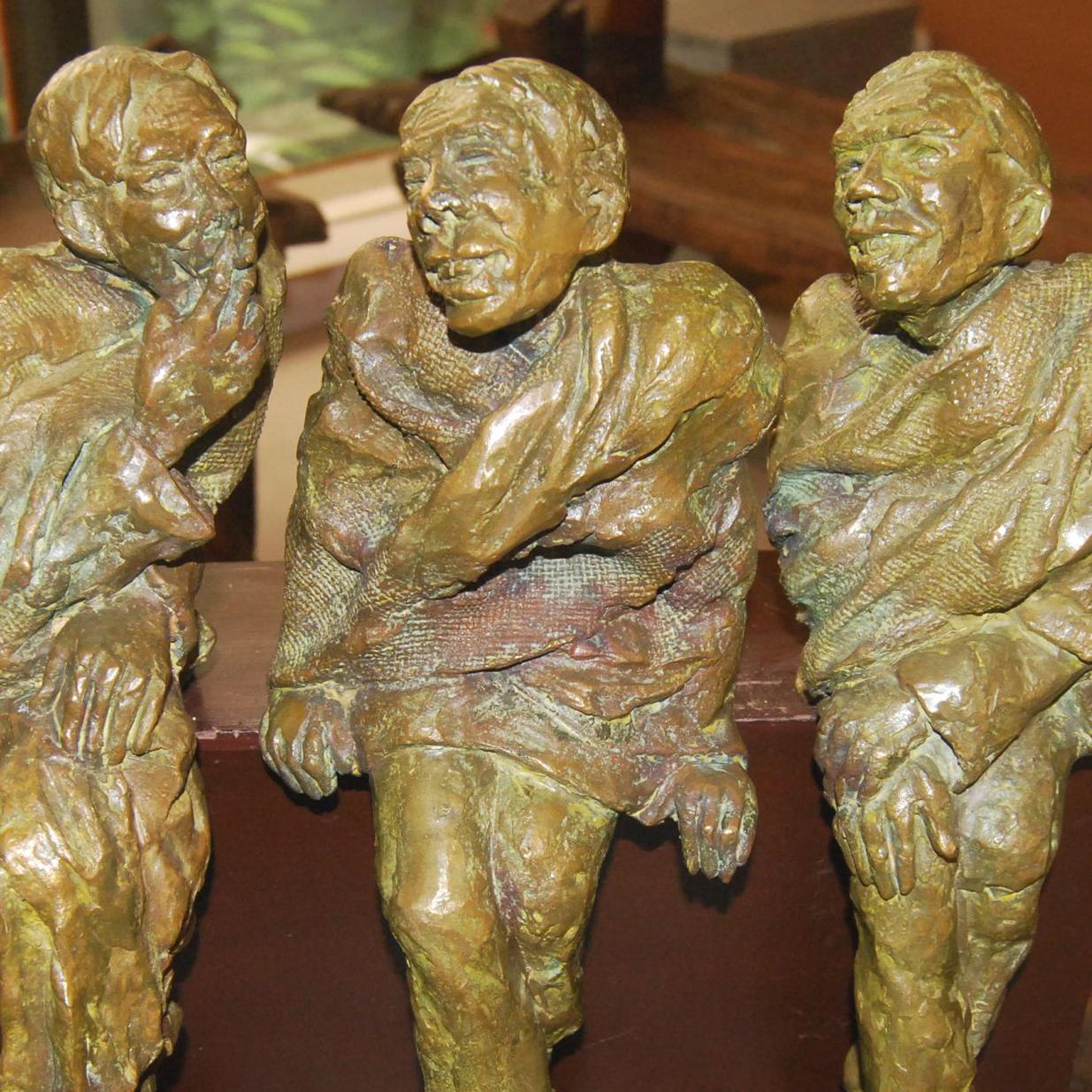 Adda,  Sculpture from Bengal depicts Men In Bronze By Indian Artist Debabrata De 2