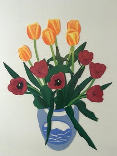 Douze tulipes grandes tailles  Peinture murale en aluminium 3D