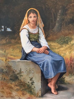 Master Copy of William Bouguereau's Meditation, Oil Painting