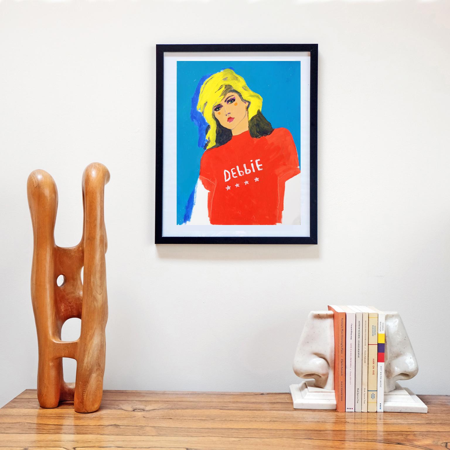 Modern 'Debbie Harry' Portrait Painting by Alan Fears Acrylic on Paper For Sale