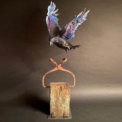 Used A Magisterial Mixed Media Cardboard Sculpture, "As the Crow Flies"
