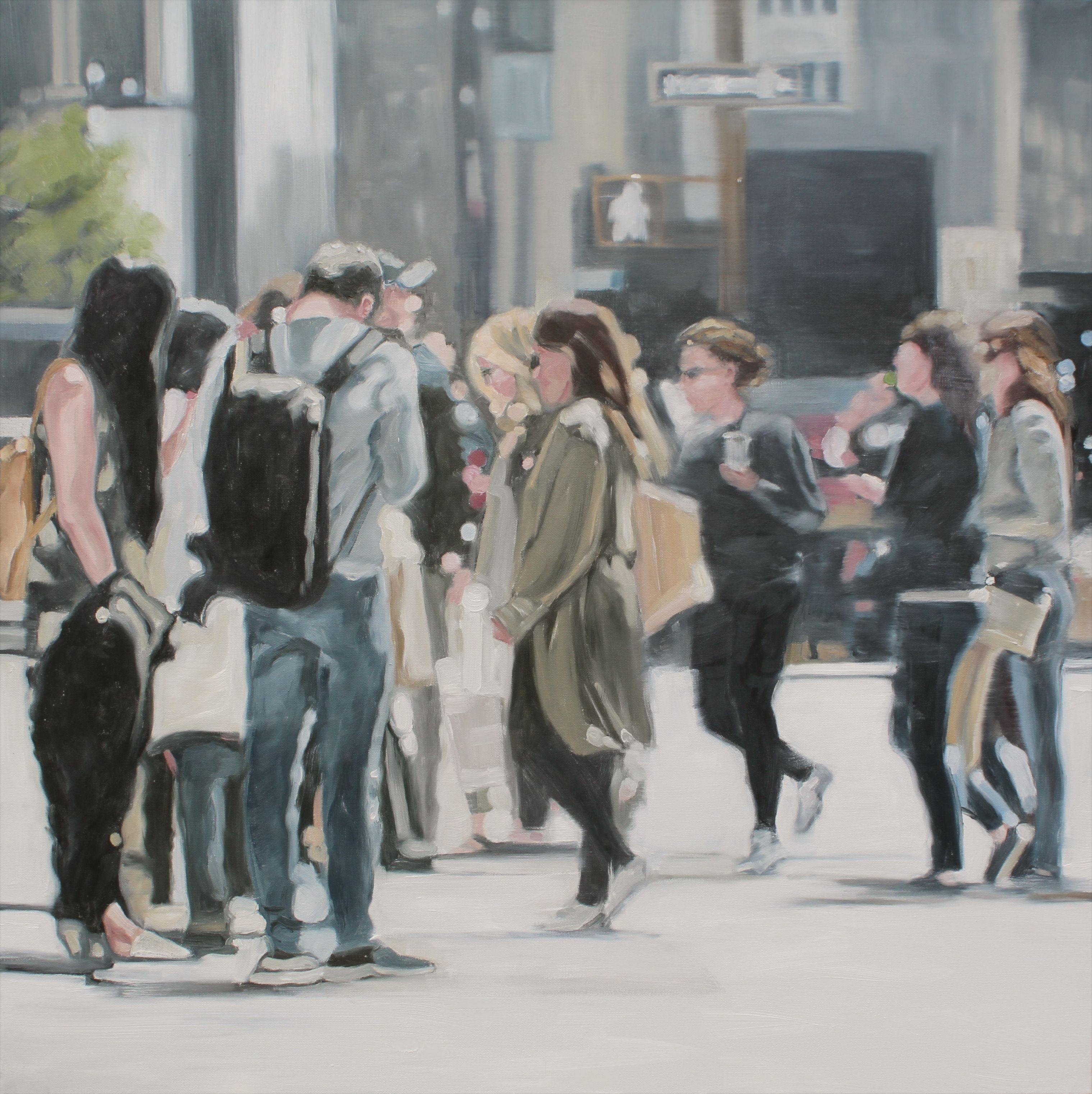 In the city, everyone is moving at their own pace. Much like life. Whether you are getting your bearings and making a plan, moving quickly towards your goal or somewhere in between, the city is the place to observe all. :: Painting :: Contemporary