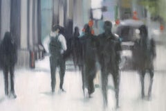 Silhouettes de ville, peinture, huile sur toile