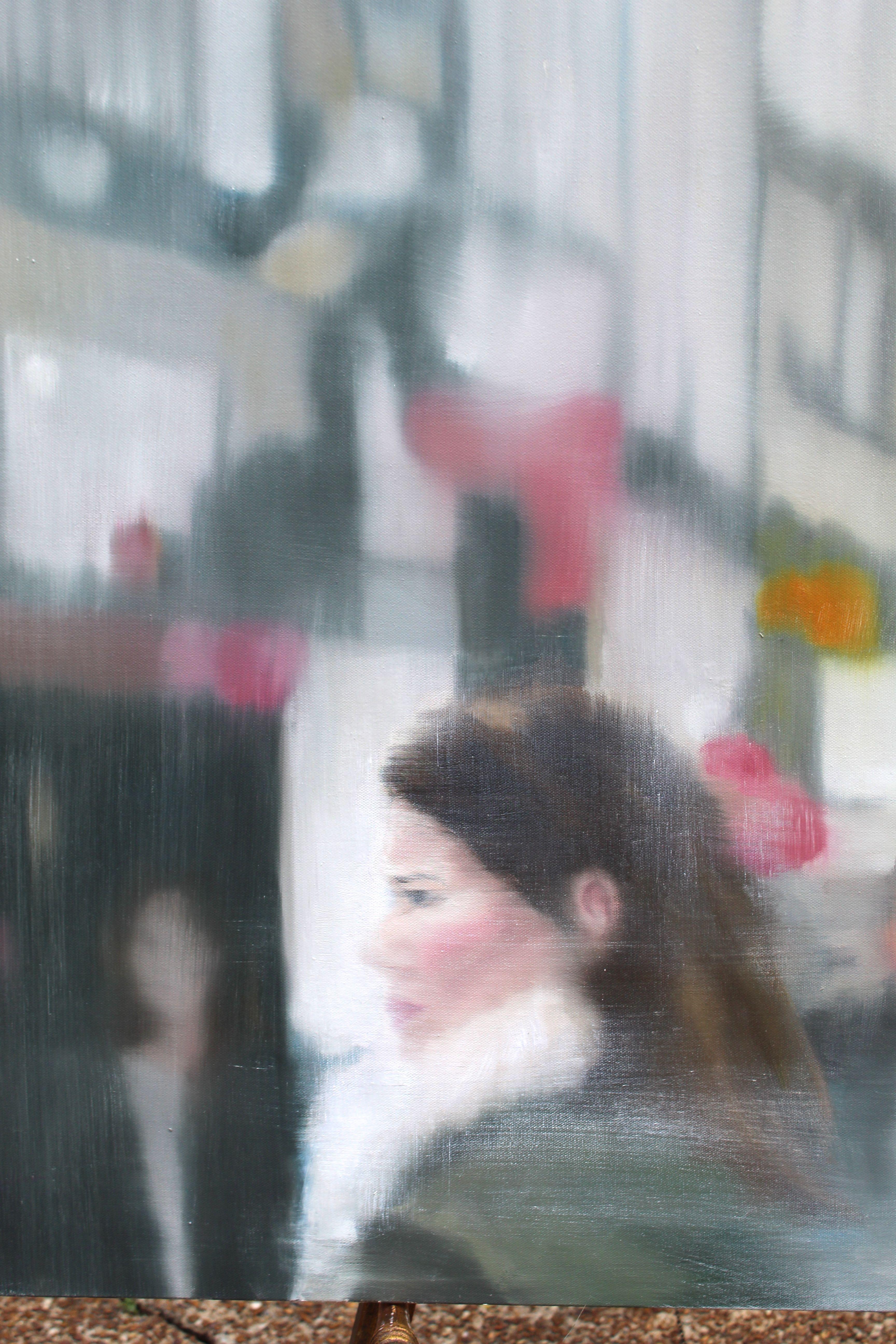 Le persone che vediamo di sfuggita a volte ci fanno desiderare di rallentare e di vedere meglio ciò che ci circonda. Le pennellate sono sfocate e sciolte per enfatizzare il passaggio del momento. :: Pittura :: Espressionismo astratto :: Questo pezzo