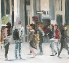 Observando a la gente, Pintura, Óleo sobre papel