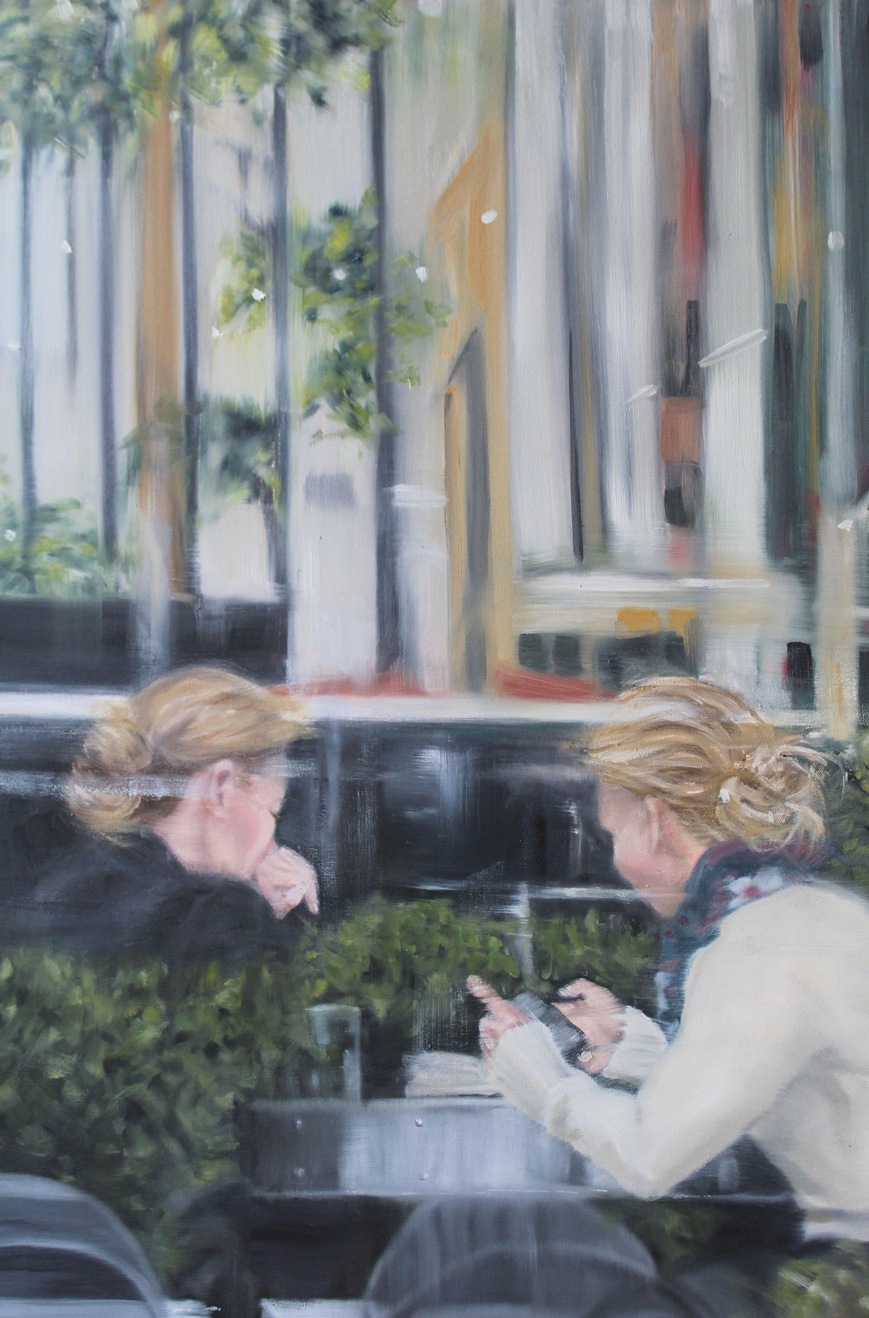 Talking Things Out, Gemälde, Öl auf Leinwand – Painting von Debbie Pacheco