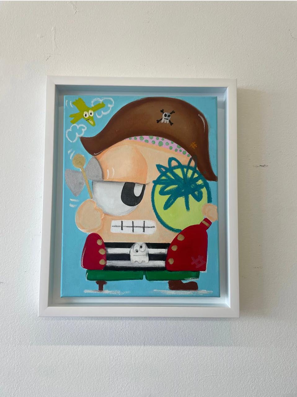 Artist:  Debbie Reda
Title:  Like A Pirate 
Size:   13-3/4 x 10-3/4 inches (34.9 x 27.3 cm)
Medium:  Acrylic, Pencil, and Oil Stick on Canvas
Edition:  Original 
Year: 2021
Notes: Signed, dated, and titled on reverse: Like A Pirate / Debbie / REDA