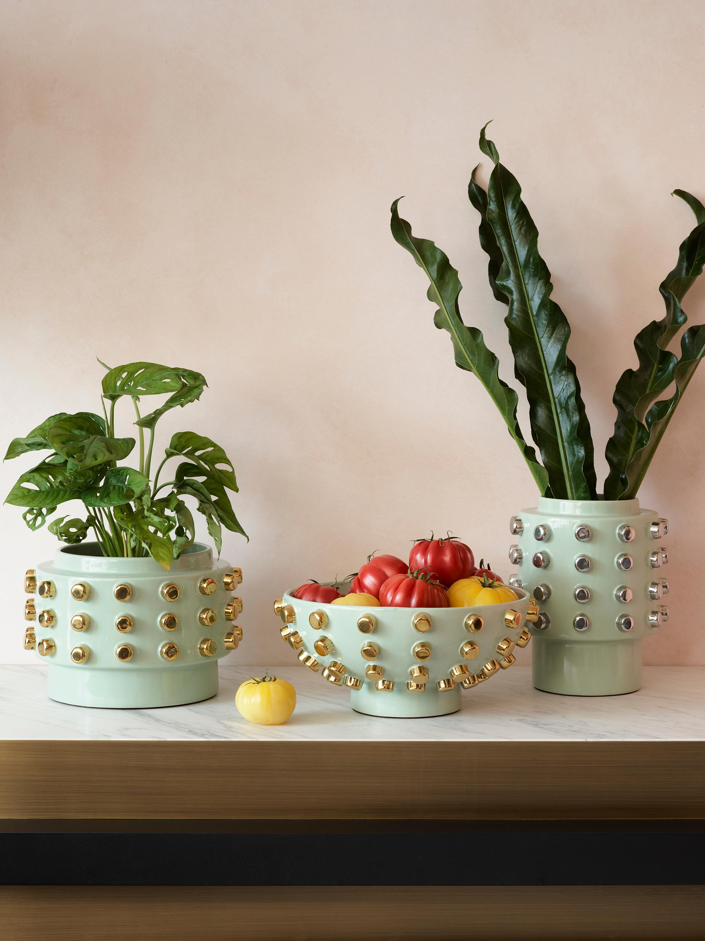 Moderno Vaso Debbie Sage & Silver di Greg Natale in vendita