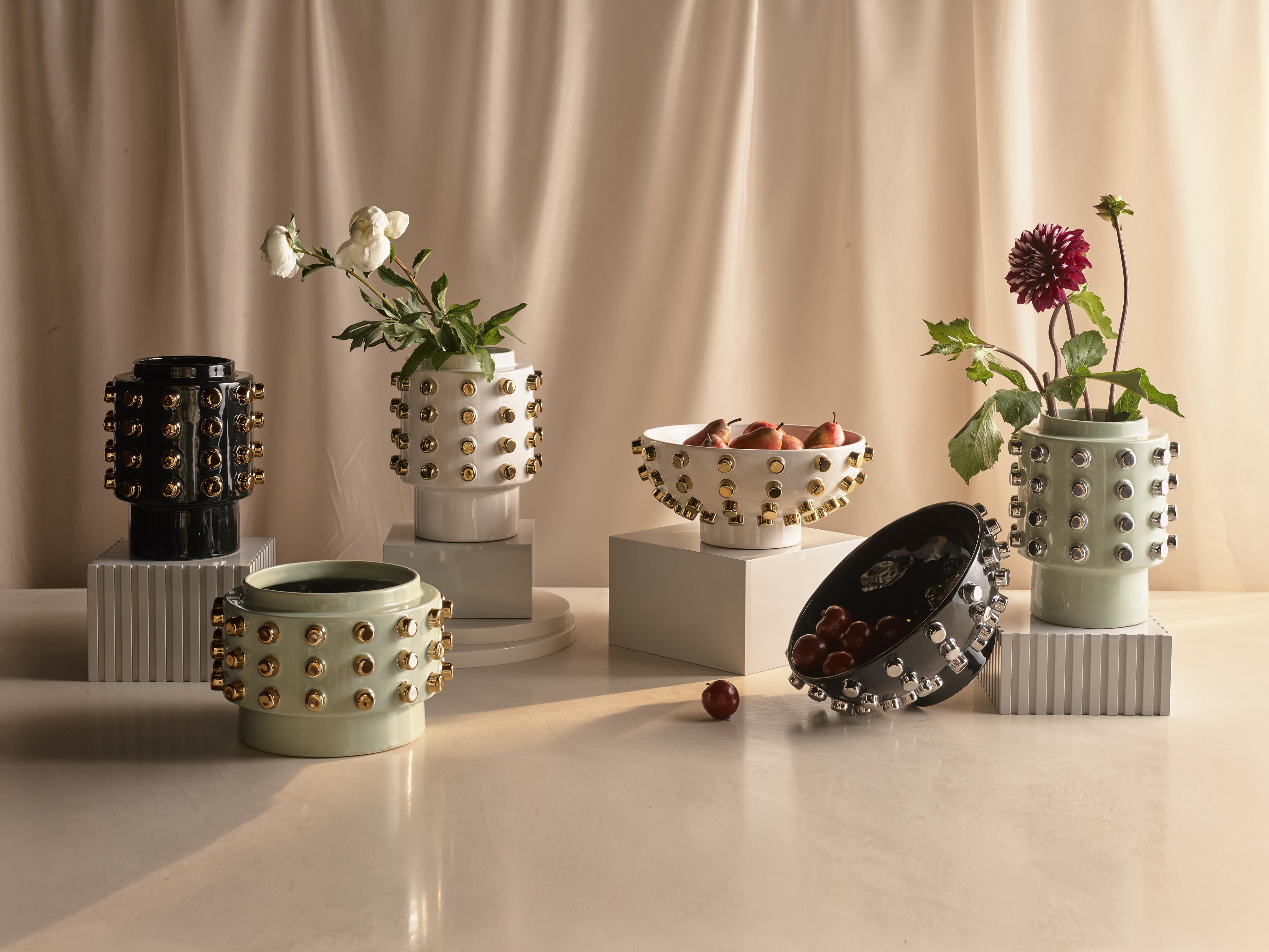 Fatto a mano Vaso Debbie Sage & Silver di Greg Natale in vendita