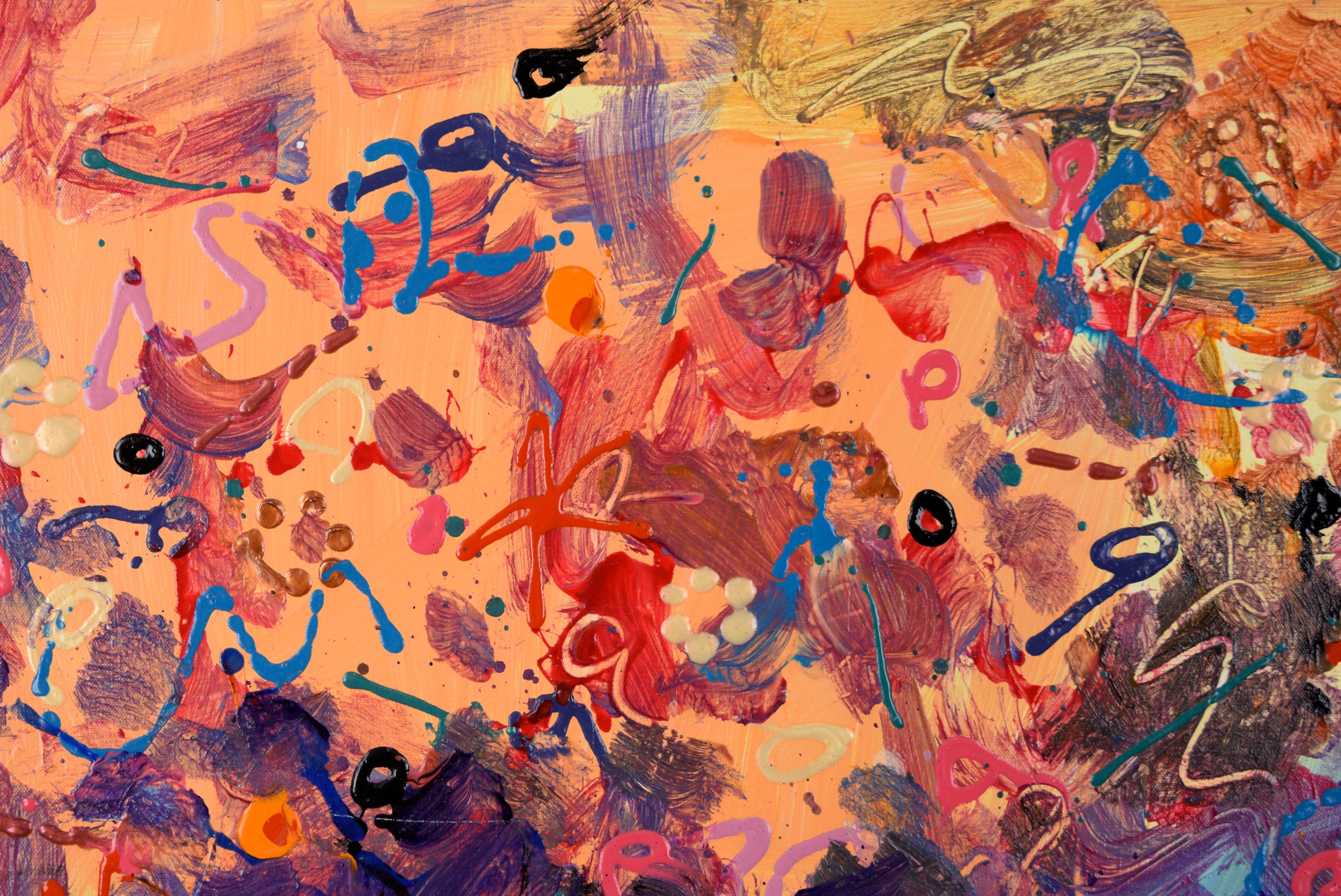 „Cosmic Enzymes on the Loose“ Abstrakt-expressionistische Komposition aus Acryl – Painting von Debby Beck