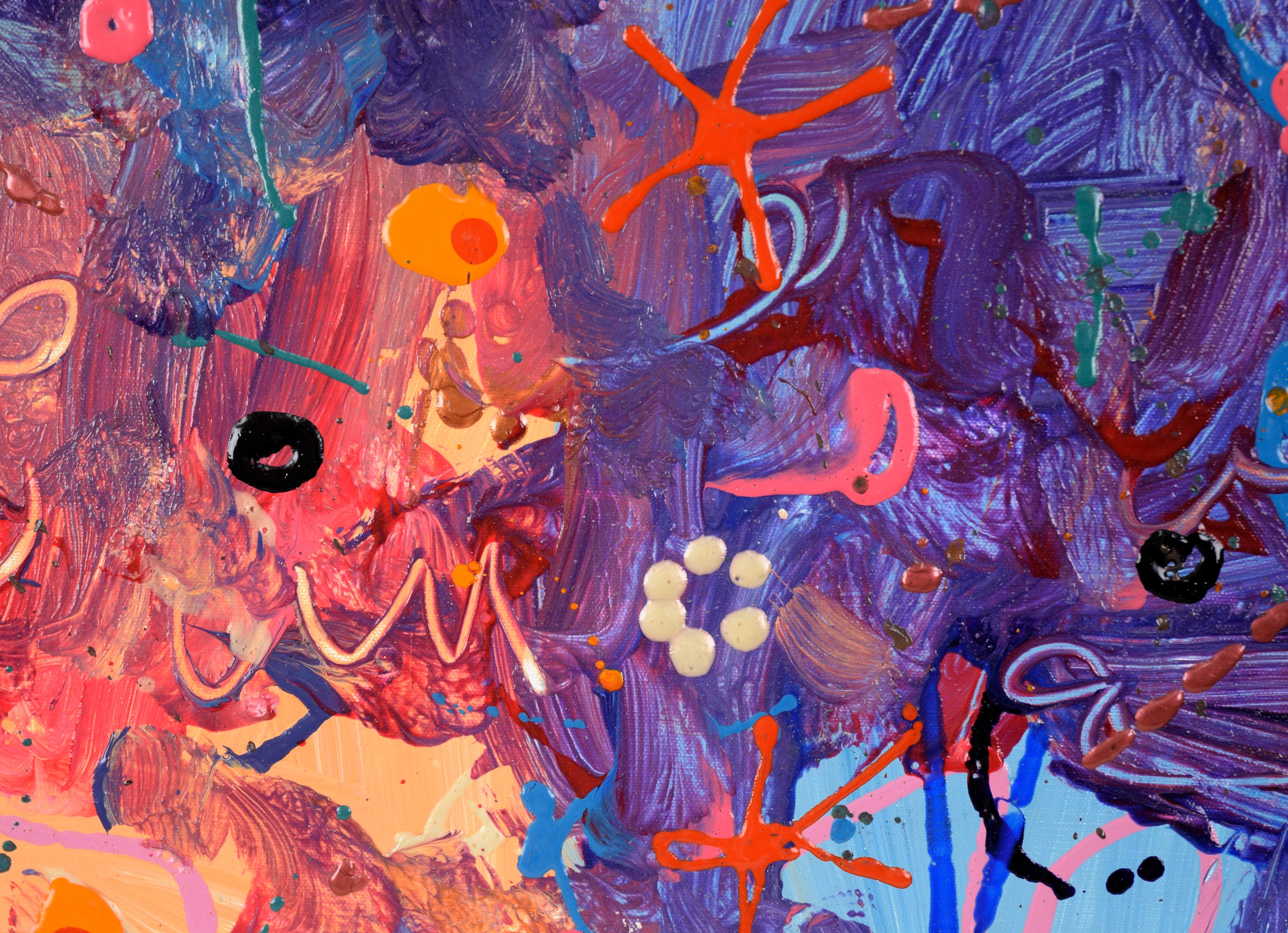 „Cosmic Enzymes on the Loose“ Abstrakt-expressionistische Komposition aus Acryl im Angebot 1