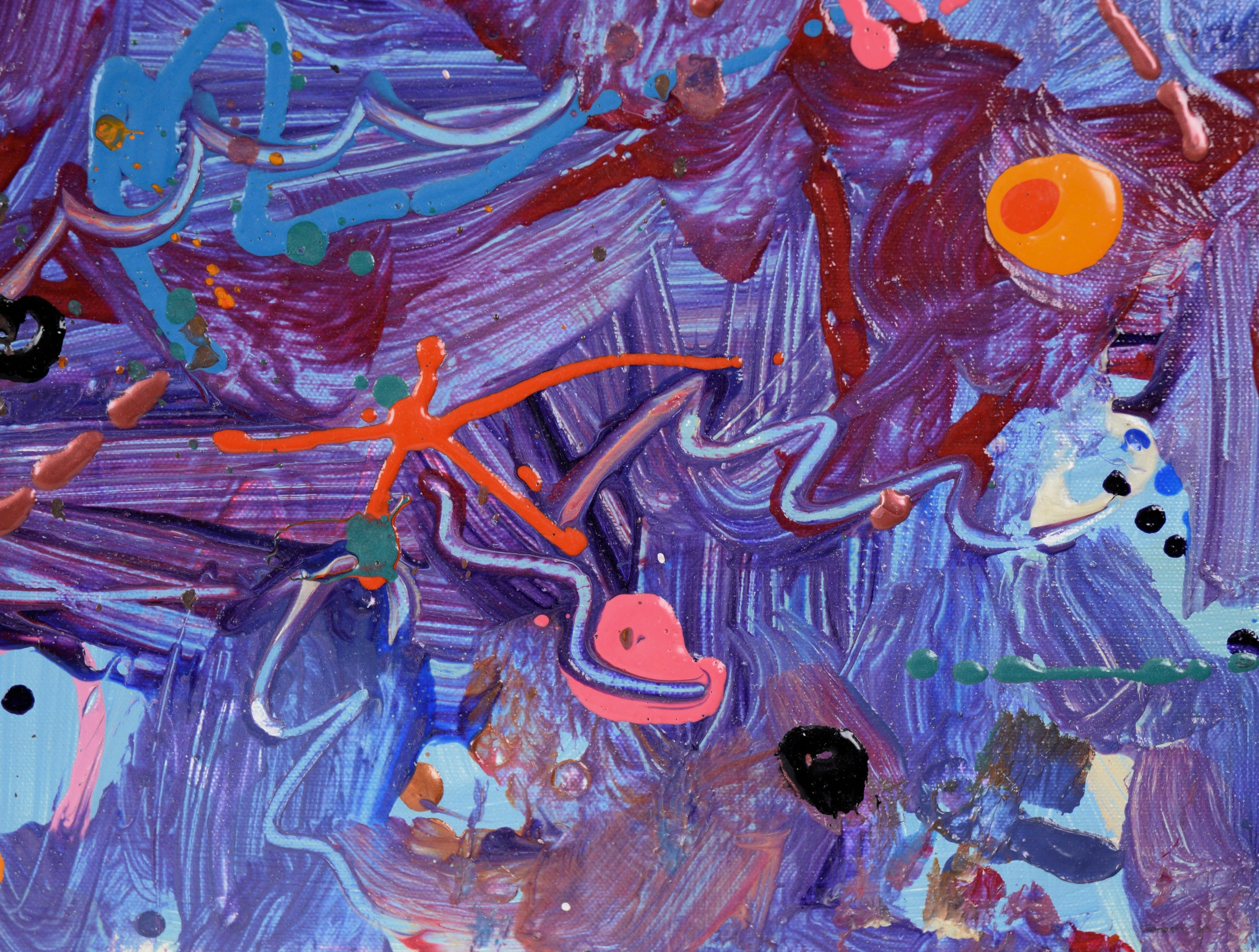 „Cosmic Enzymes on the Loose“ Abstrakt-expressionistische Komposition aus Acryl im Angebot 4