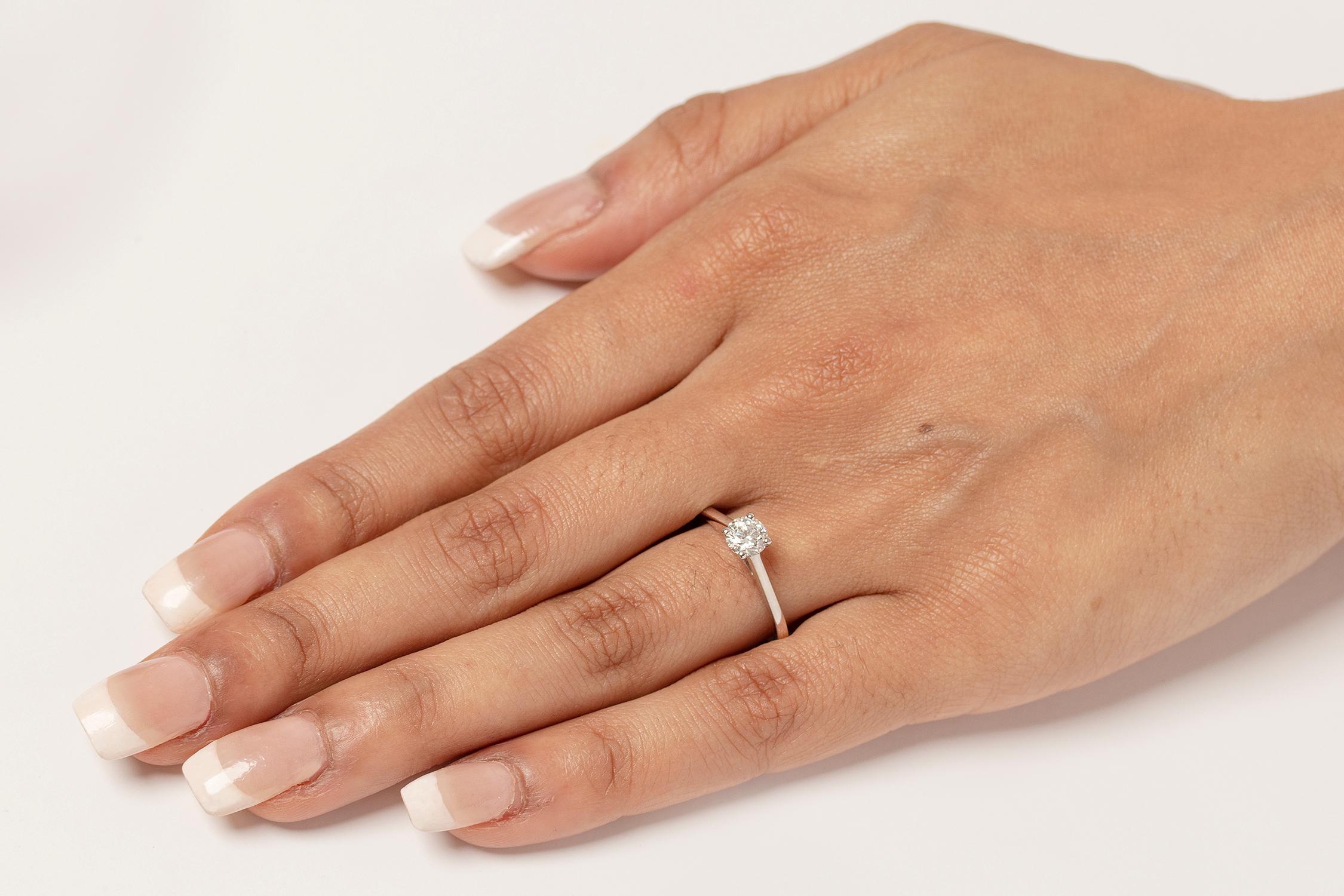 Round Cut Debeers 0.43 Carat Diamond Solitaire Engagement Ring
