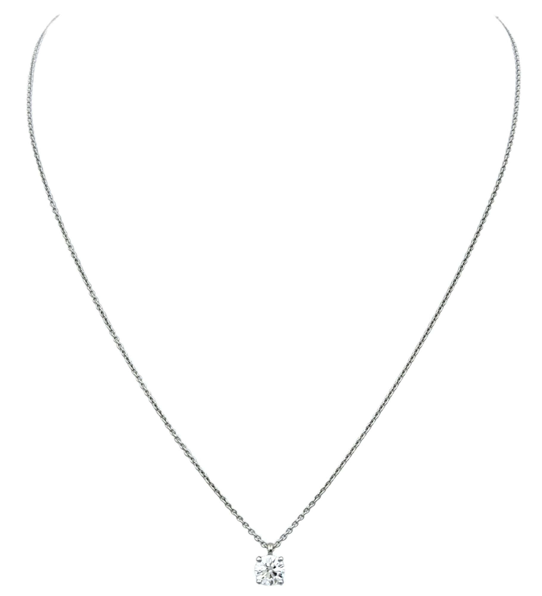 Contemporary DeBeers DB Classic .59 Carat Round Diamond Solitaire Platinum Pendant Necklace For Sale