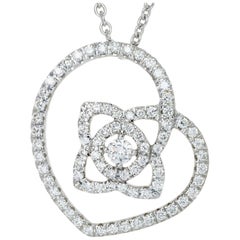 DeBeers Enchanted Lotus .39 Carat Diamond White Gold Pendant Necklace