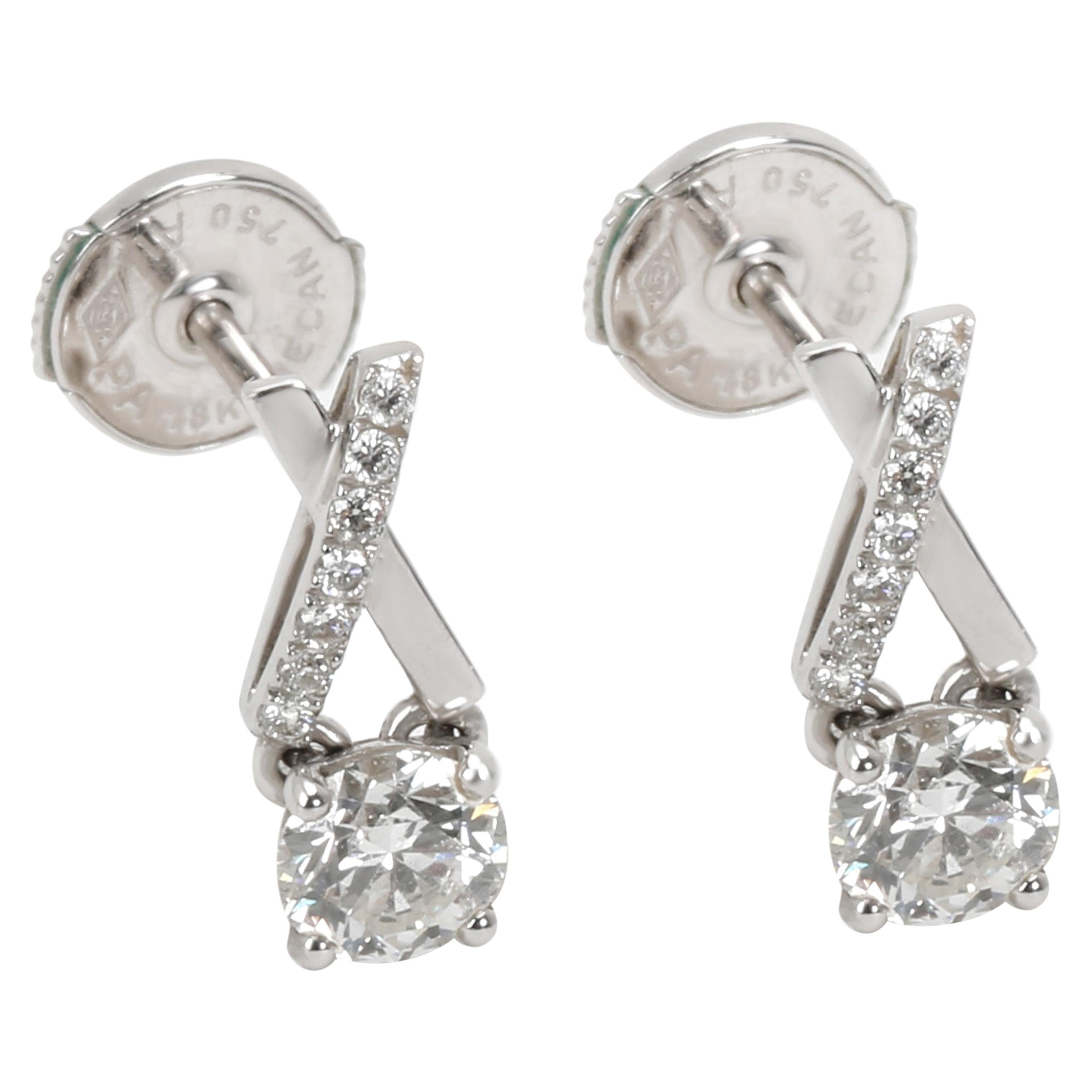 DeBeers Promise Diamond Stud Earring in 18 Karat White Gold 0.68 Carat