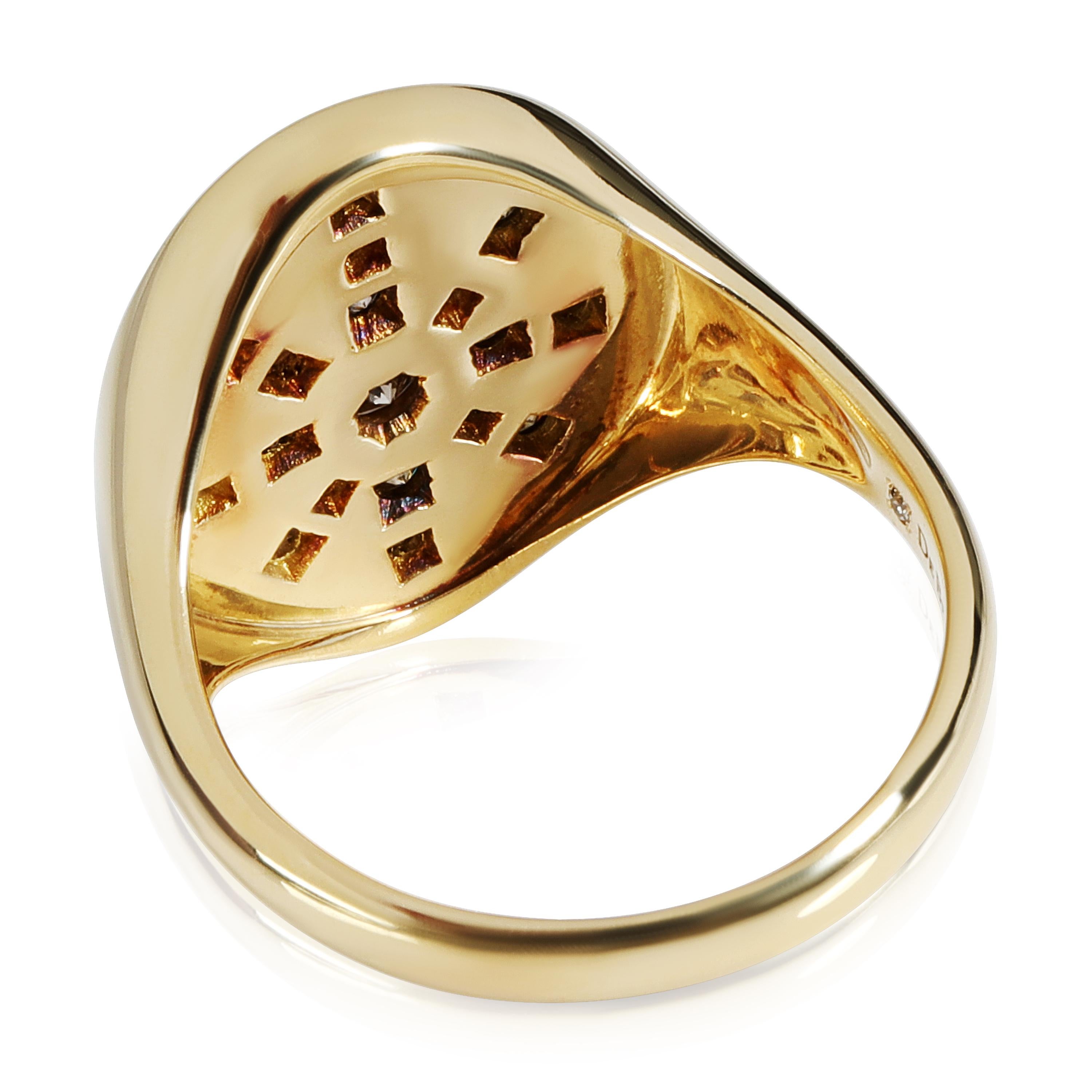 DeBeers Talisman Diamond Signet Style Ring in 18k Yellow Gold 0.52 Ctw In Excellent Condition In New York, NY