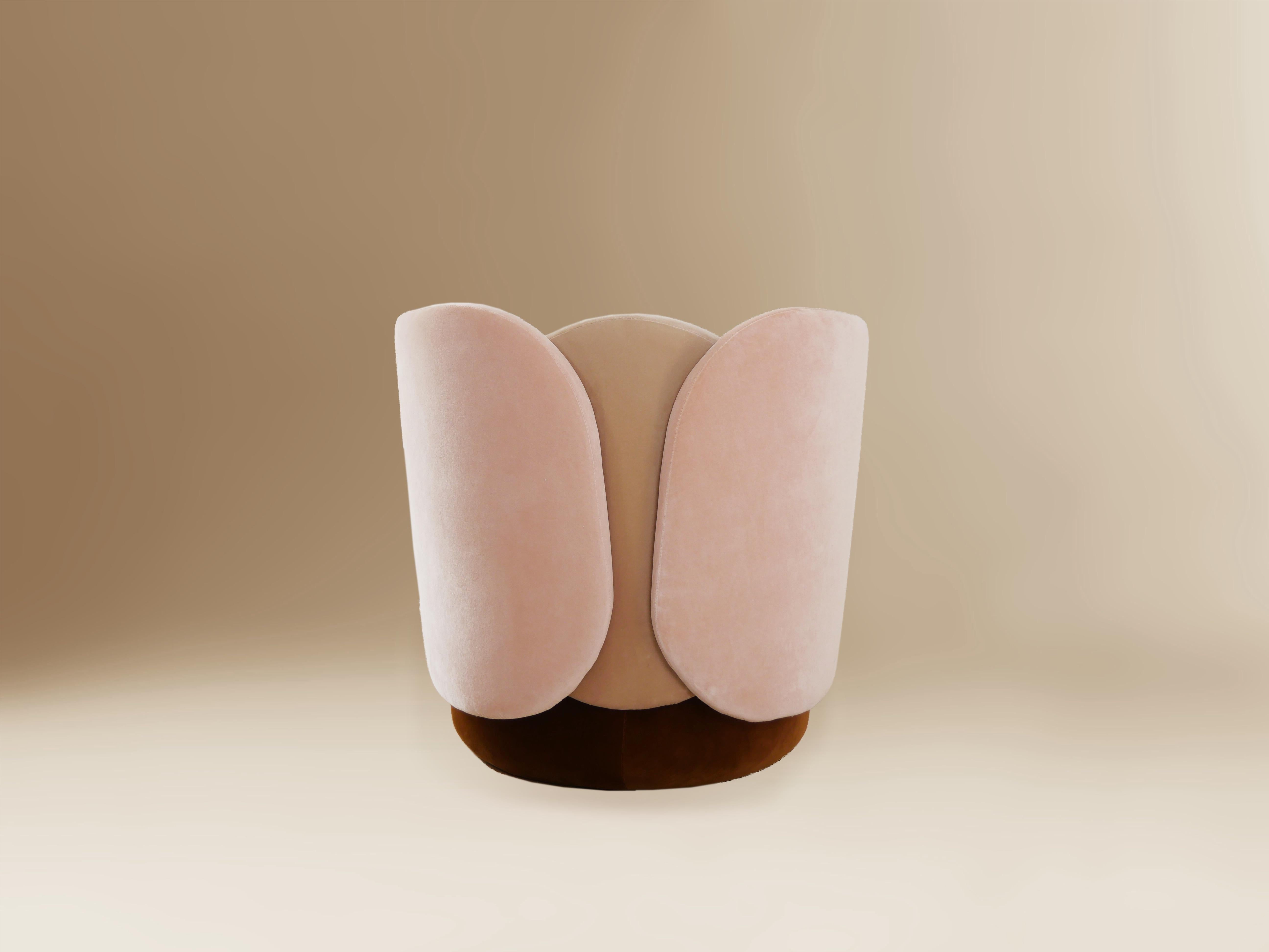 Fauteuil Contemporary Debi en velours rose et beige par Sergio Prieto & Dovain Studio Neuf - En vente à Lisbon, PT