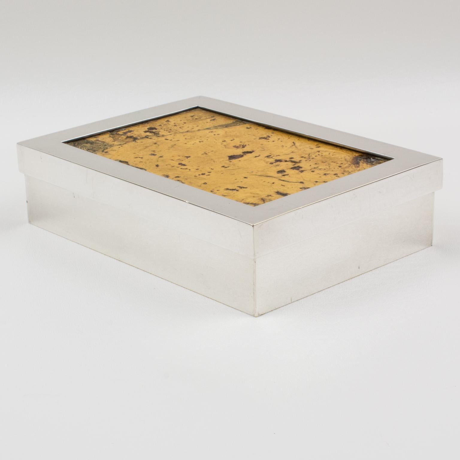Debladis Paris, versilberte Art-Déco-Schachtel aus Kork, 1940er-Jahre im Angebot 4