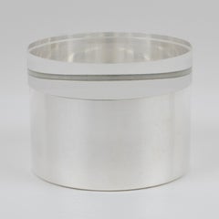 Caja modernista Debladis París de chapa de plata y Lucite