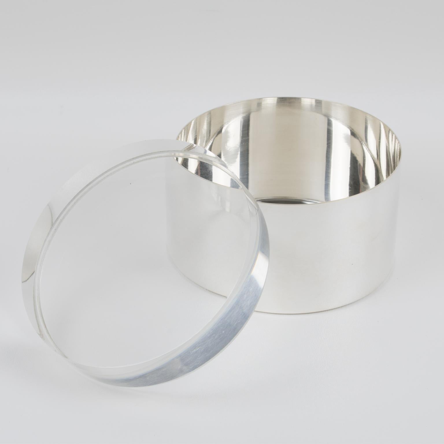Francese Debladis Paris Modernist Silver Plate and Lucite Box in vendita