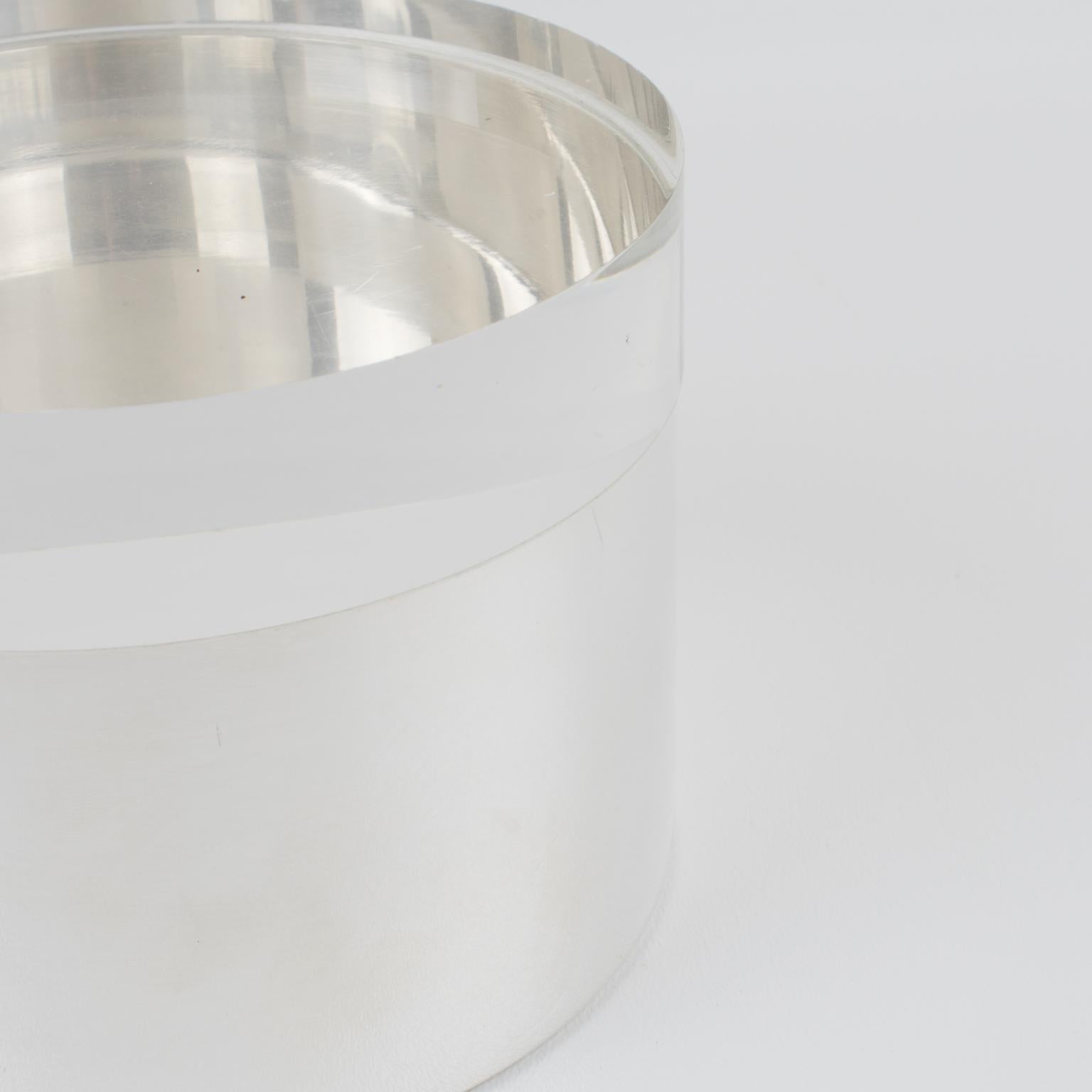 Metà XX secolo Debladis Paris Modernist Silver Plate and Lucite Box in vendita