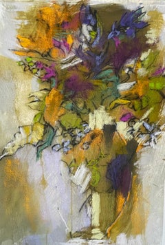 Autumn Bouquet by Debora Stewart, Framed Pastel on Paper Abstract Botanical