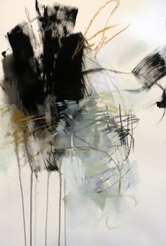 Black and White 2, Petite Vertical Botanical Abstract on Paper