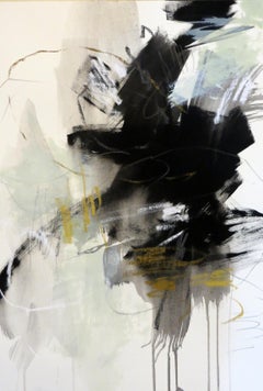 Black and White 4, Petite Vertical Botanical Abstract on Paper