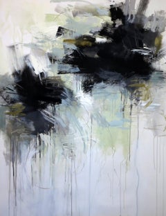 Black and White 7 by Debora Stewart, Large Vertical Abstract Painting