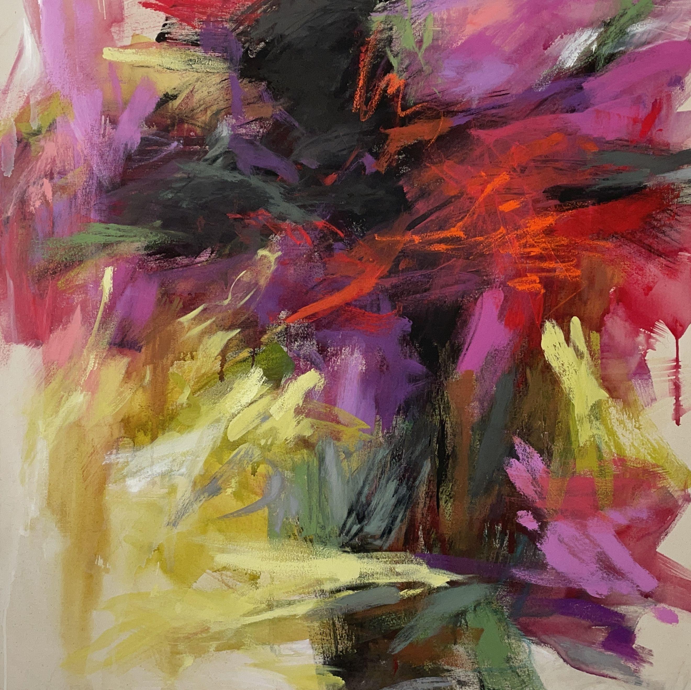 Debora Stewart Abstract Painting - Bright Flower, Painting, Acrylic on Canvas