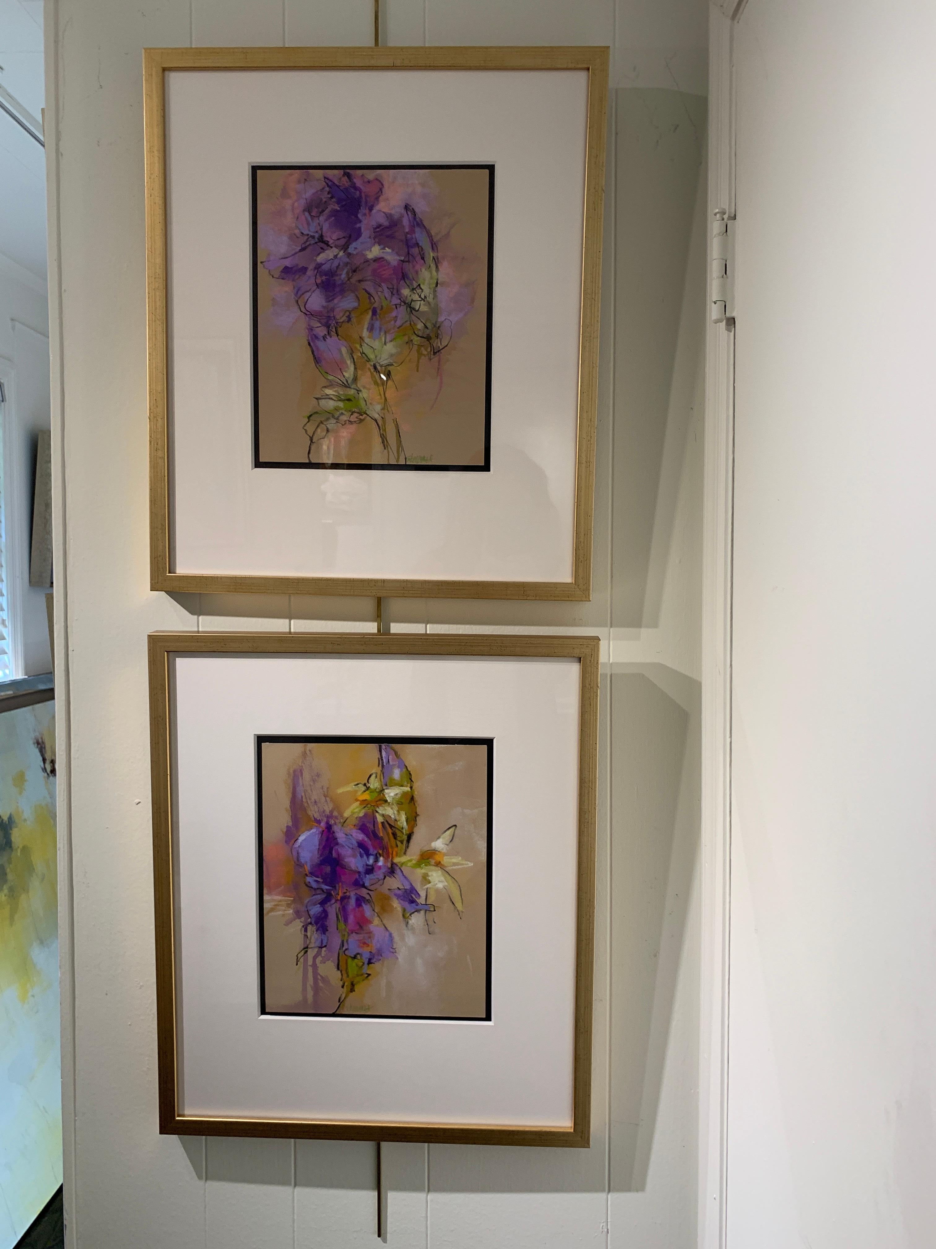 Monet's Irises I by Debora Stewart, Framed Pastel and Mixed Media Work on Paper 1