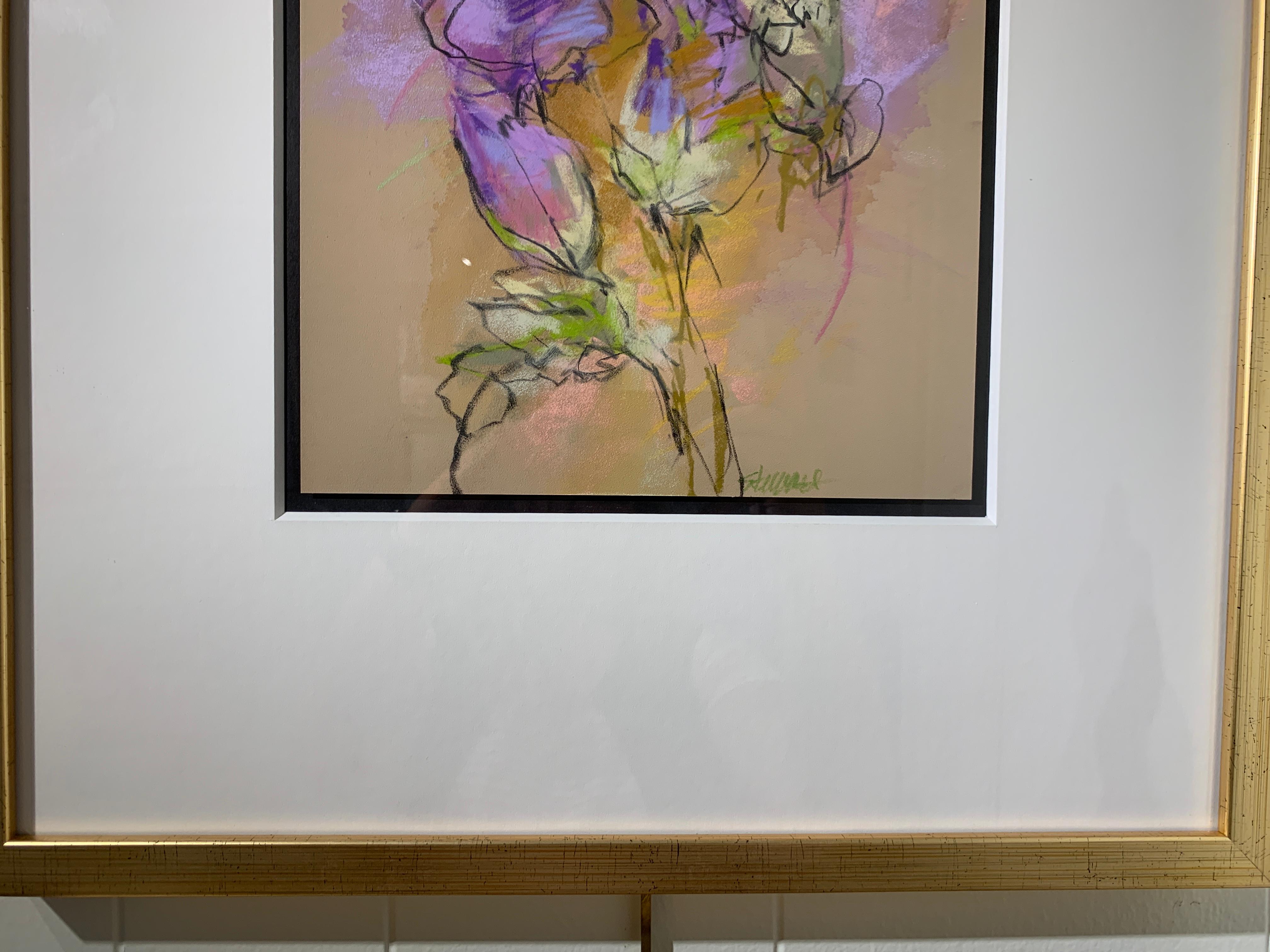 Monet's Irises I by Debora Stewart, Framed Pastel and Mixed Media Work on Paper 4