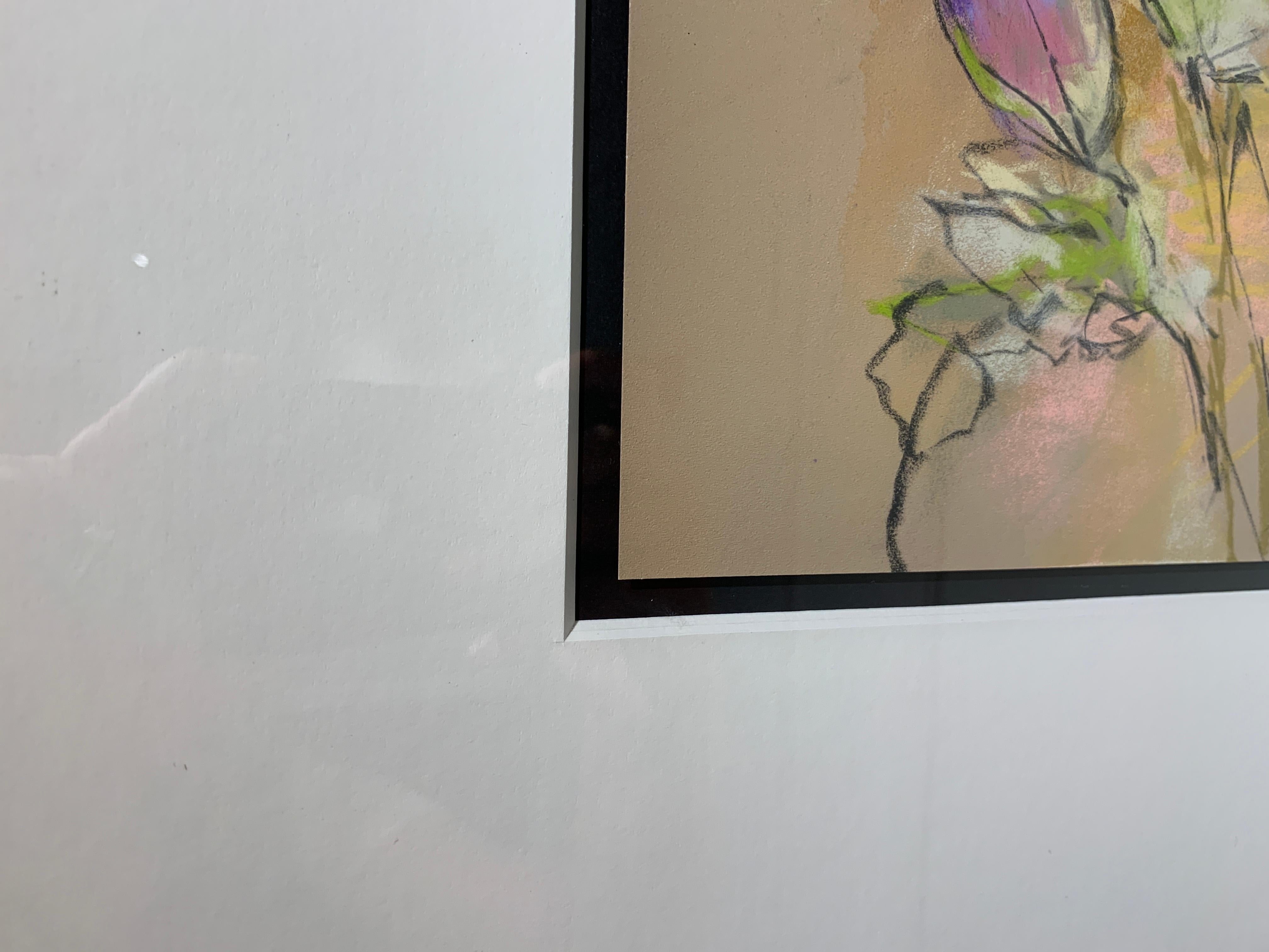 Monet's Irises I by Debora Stewart, Framed Pastel and Mixed Media Work on Paper 6