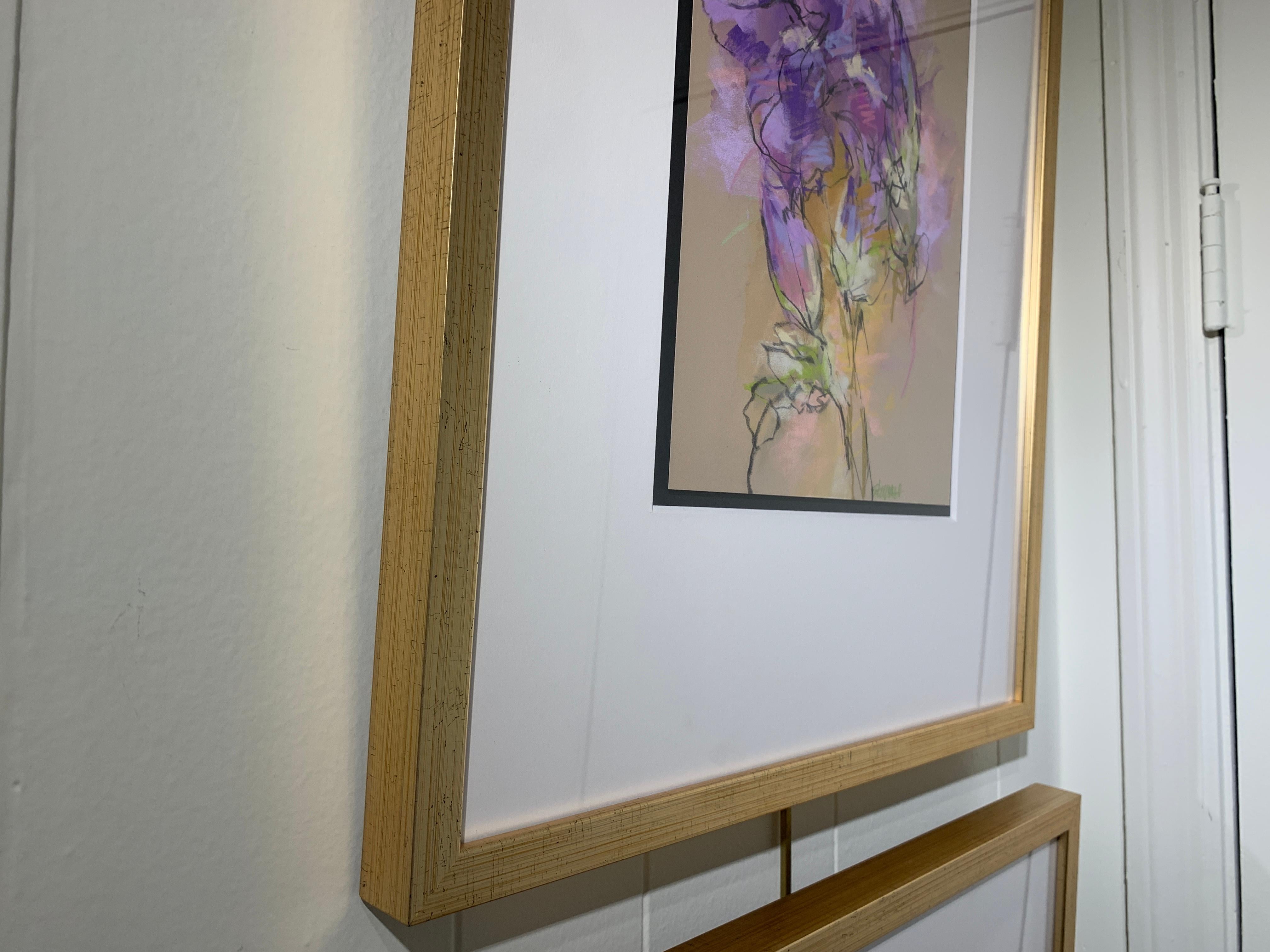 Monet's Irises I by Debora Stewart, Framed Pastel and Mixed Media Work on Paper 7