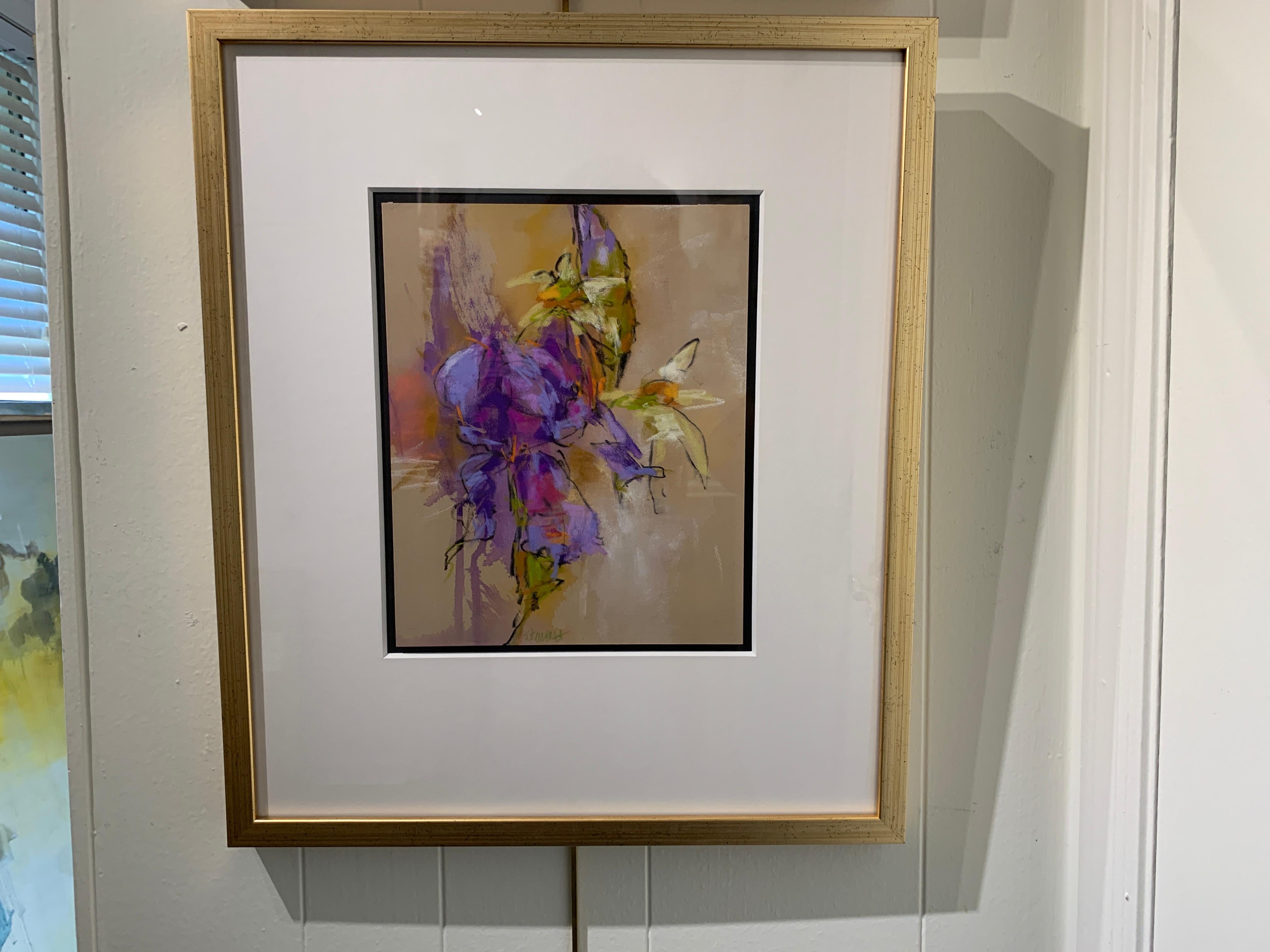 Monet's Irises II by Debora Stewart, Framed Pastel and Mixed Media Work on Paper 2