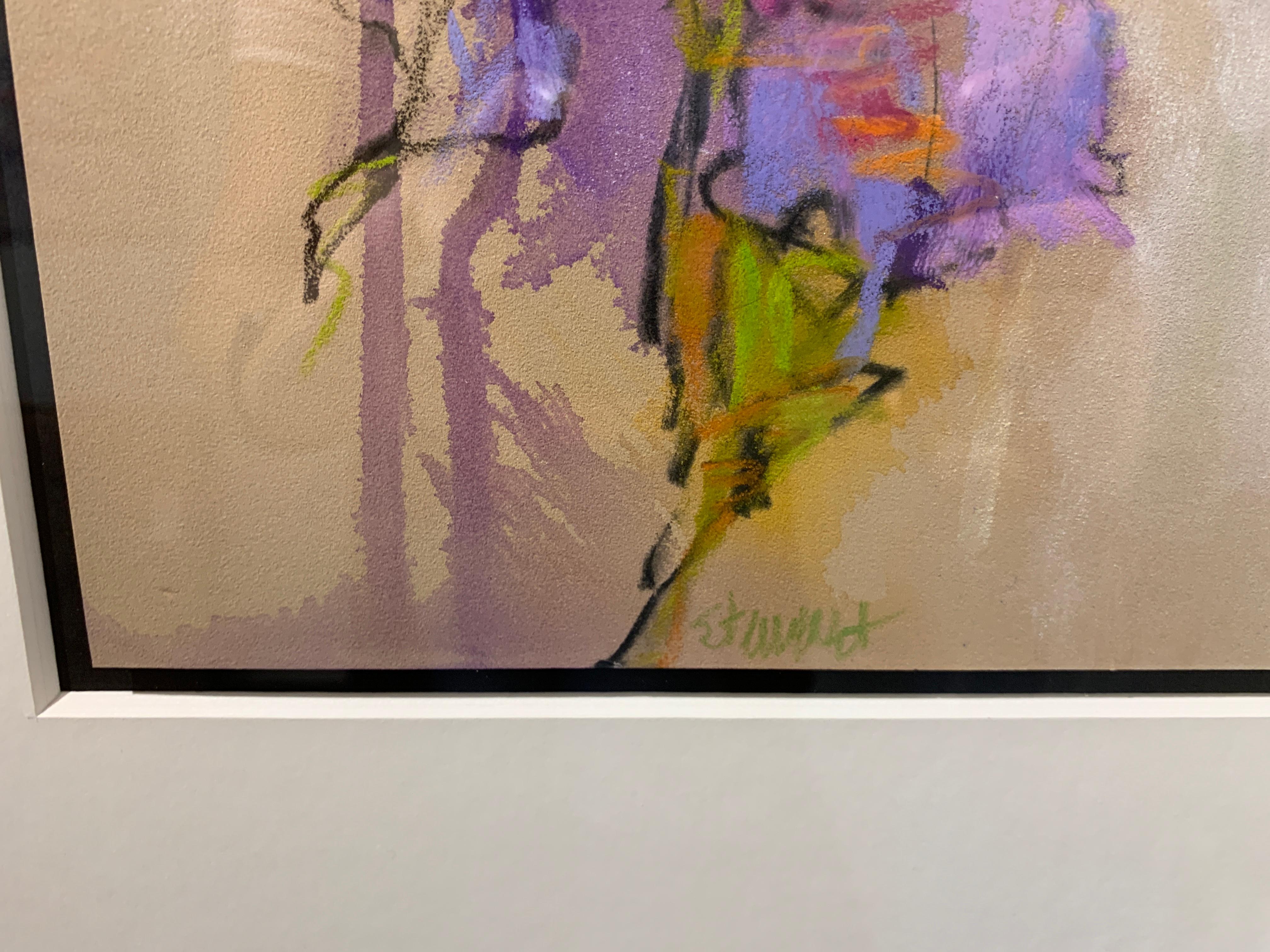 Monet's Irises II by Debora Stewart, Framed Pastel and Mixed Media Work on Paper 3