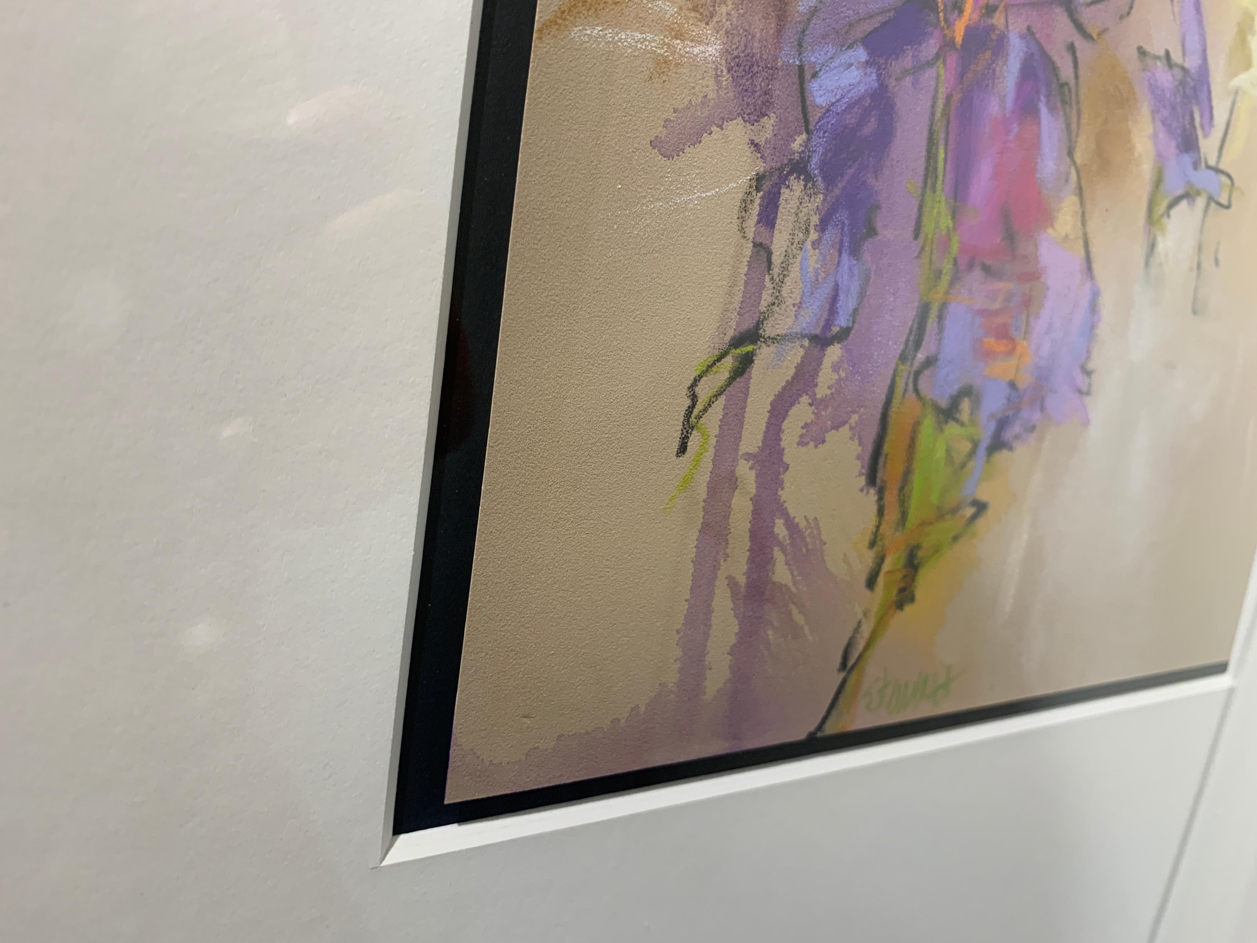 Monet's Irises II by Debora Stewart, Framed Pastel and Mixed Media Work on Paper 5