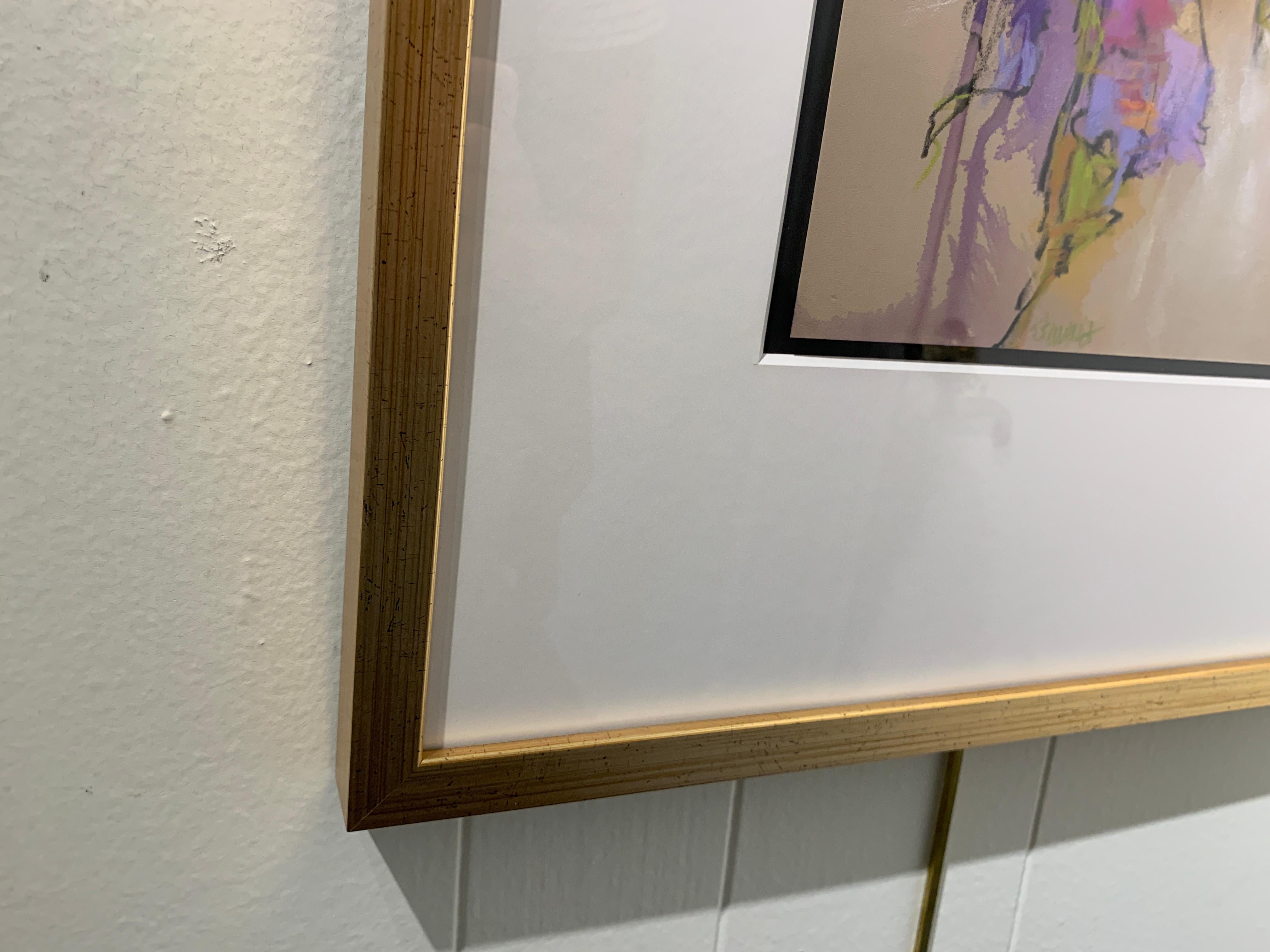 Monet's Irises II by Debora Stewart, Framed Pastel and Mixed Media Work on Paper 6
