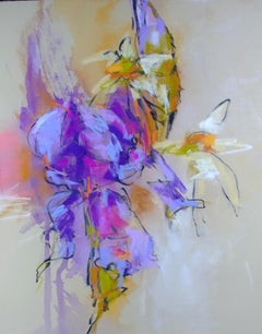 Monet's Irises II by Debora Stewart, Framed Pastel and Mixed Media Work on Paper