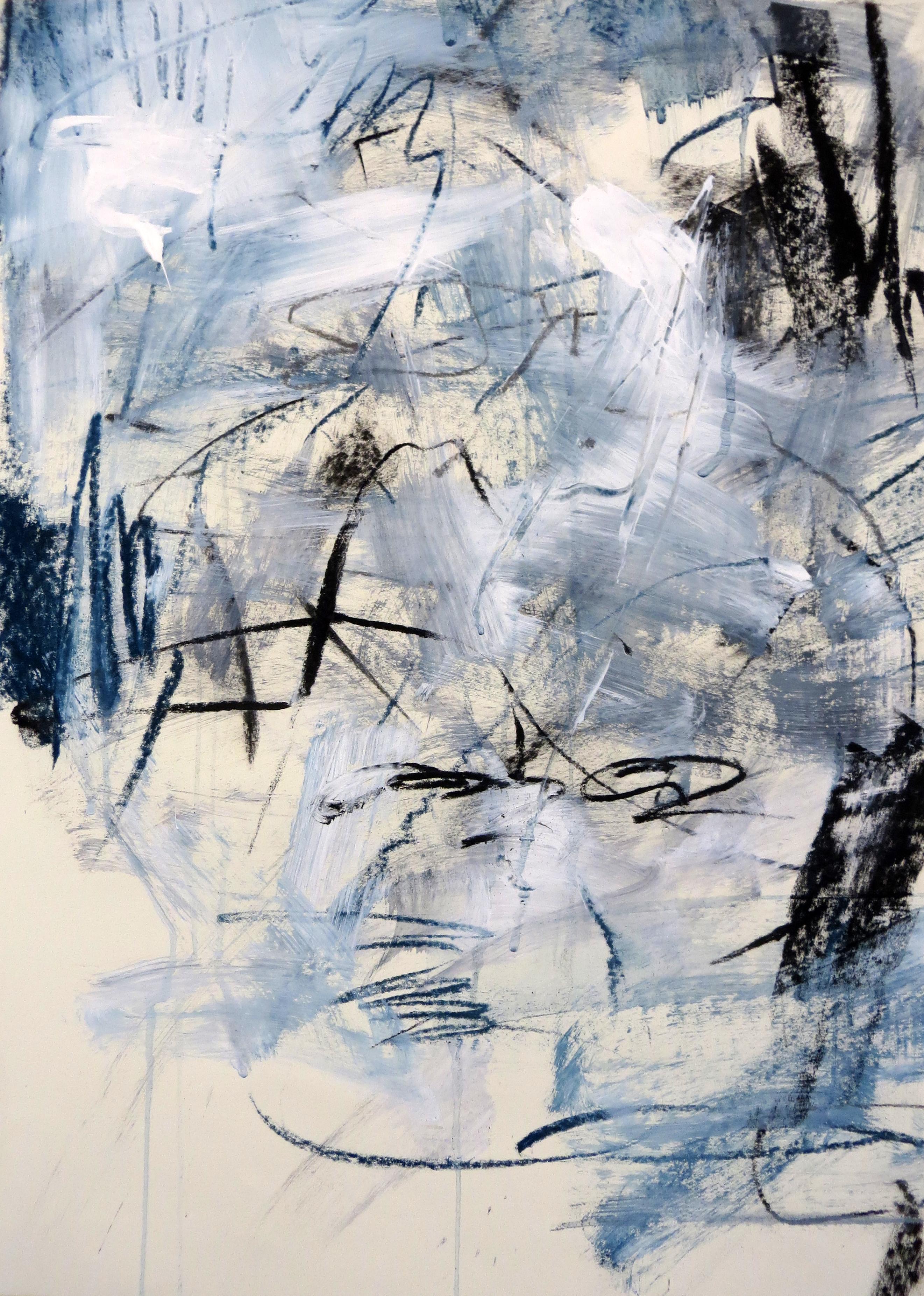 Debora Stewart Abstract Drawing - Monhegan 2, Petite Vertical Painting on Paper