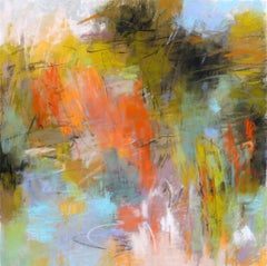 Red Branches by Debora Stewart, Framed Pastel on Paper Abstract Painting