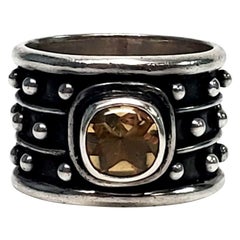 Deborah Armstrong & Co. Sterling Silver Lines and Dots Citrine Wide Band