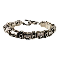 Deborah Armstrong Sterling Silver Chunky Bead Toggle Bracelet