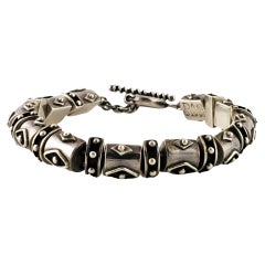 Deborah Armstrong Sterling Silver Chunky Bead Toggle Bracelet