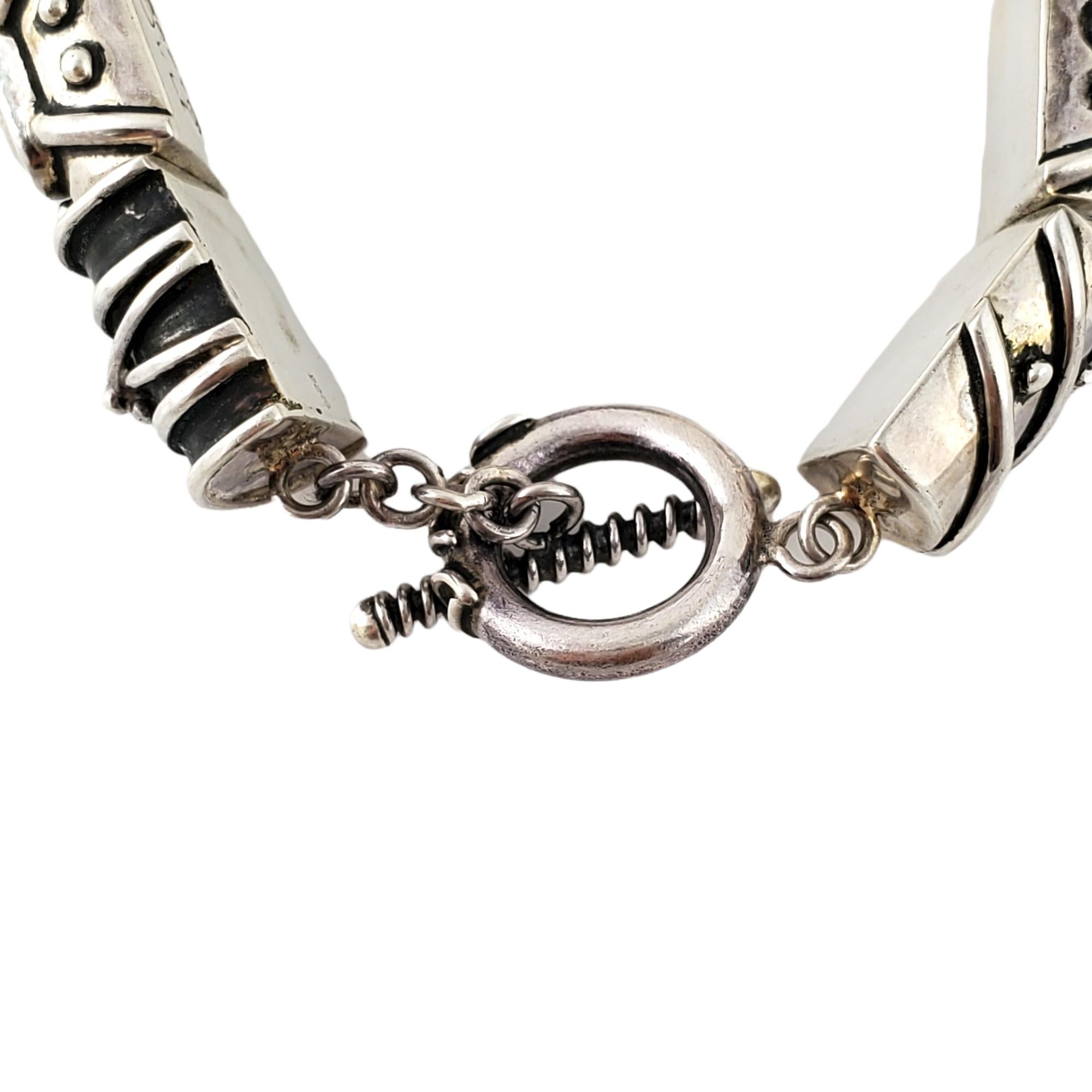 Deborah Armstrong Sterlingsilber schillerndes Cabochon-Stein-Kronleuchter-Armband für Damen oder Herren