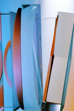 Lean Out - Blue & red color glass prism light abstract
